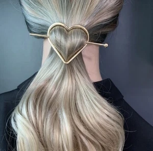 Stylish Heart Shape Poney Tail Hair Pin, Elegant Metal Head Wear For Women/Girls - Picture 1 of 5