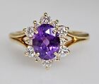 Jabel Fine 1.25 ct Oval Amethyst and  VS/SI G Diamond 18k Yellow Gold HALO Ring