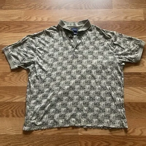 Catalina Golf Polo Shirt Mens 2XL Green Beige Geometric Short Sleeve Casual Work - Picture 1 of 5
