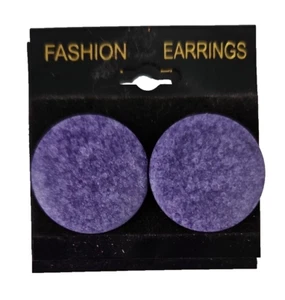 Fashion Earrings Purple Round Pierced New In Package Posts 1 inch W - Picture 1 of 4