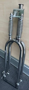 26 x 4.0 Beach Cruiser Dual Springer Bicycle Fat Fork 1 " threadless Disc Chrome - Picture 1 of 2