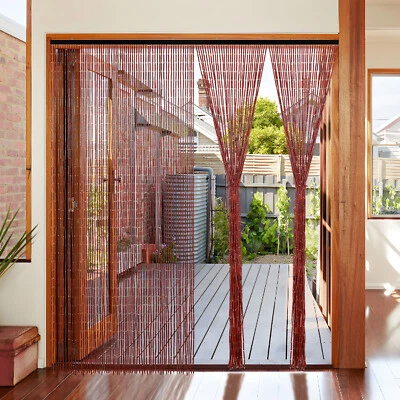Cortinas de cuerda de bambú natural de 65 líneas hechas a mano divisor de habitación rústico decoración del hogar Foto 1 de 4