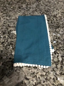 Pier 1 Imports Baumwollserviette Neu mit Etikett türkis mit detaillierten Kanten - Bild 1 von 3