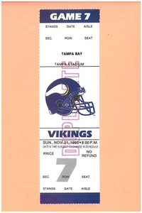Minnesota Vikings  Tampa Bay Buccaneers 11-21-1993 ticket stub Topps Cris Carter - Picture 1 of 2