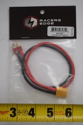 12" Racers Edge Charge Adapter Male Deans to Female XT60 300mm Wire RCE1685 - Image 1 of 4