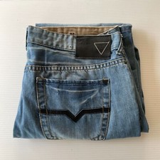 Guess Slim Straight Distressed Denim Jeans Mens Size 36 Waist Blue Casual Style