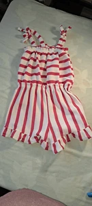 Big Girls 6x Shortalls Pink & White Vince Camuto - Picture 1 of 5