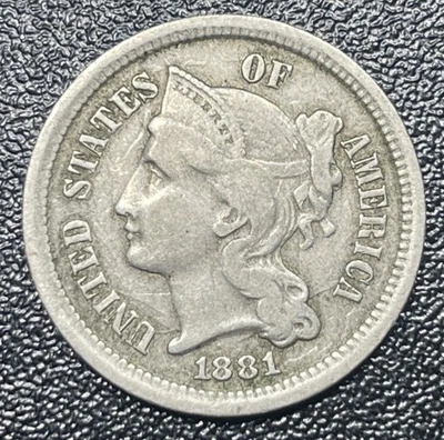 1881 Three Cent Nickel 3cn Coin Philadelphia Mint - Image 1 of 2