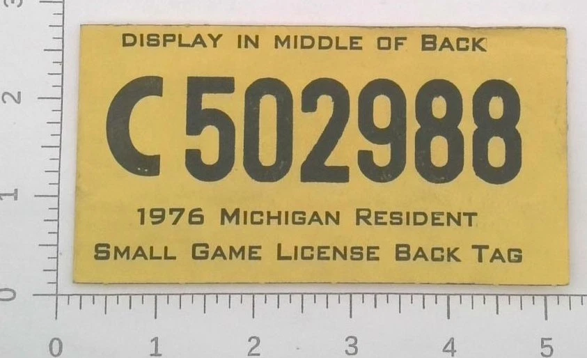 Michigan Resident 1976 Juego Pequeño Caza Etiqueta Trasera Licencia... ¡Envío Gratis! Foto 1 de 1