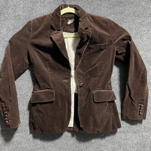 J Crew Blazer Damen 8 braun Cord Sakko Knopfleiste Taschen gefüttert Preppy - Bild 1 von 12