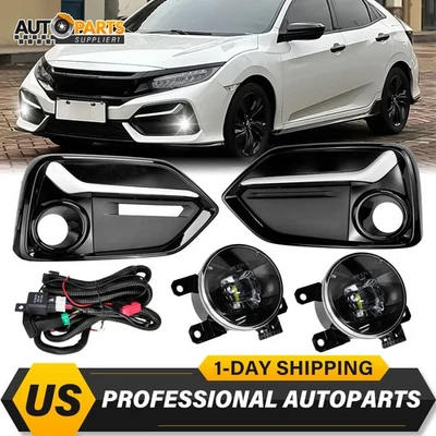 For Honda Civic Hatchback 2017 2018 2019-2021 LED Fog Lights w/Bezel+Switch Set - Imagem 1 de 4
