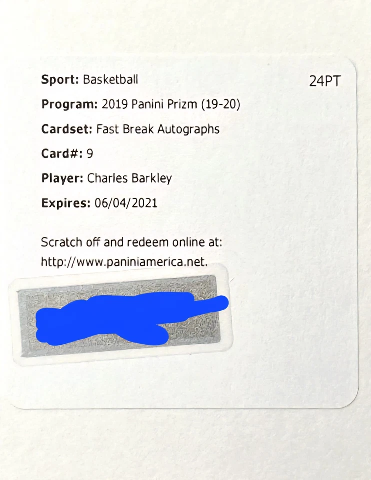 2019-2020 Panini Prizm Fast Break Disco Auto Charles Barkley Redemption Expired - Image 1 of 1