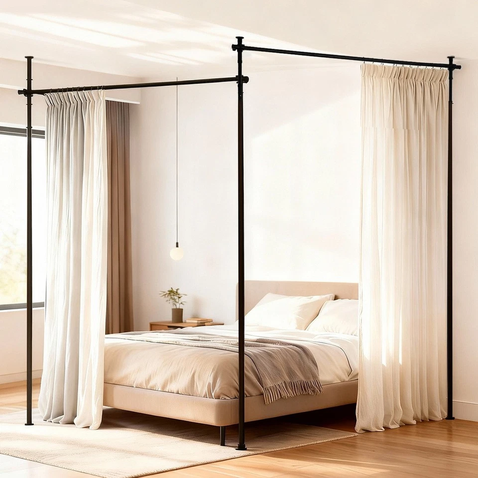 Artiss Room Divider Curtain Rod Extendable Black 3/5 Rods - image 1 of 1