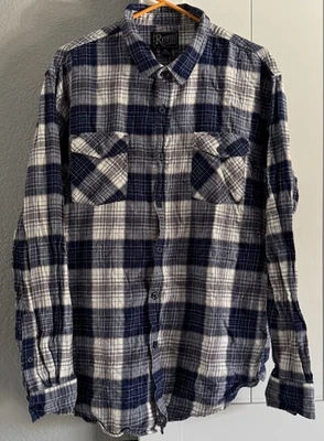 Retrofit XL Long Sleeve Button Down Plaid Flannel Cotton Surf Skate Grunge Y2K - Image 1 of 3