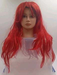 Halloween Bright RED Costume Fashion Fantasy Cosplay Wig, Long with Bangs - Picture 1 of 5