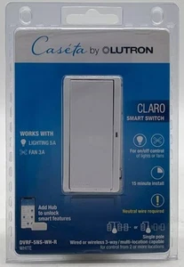 🆕 Interruptor inteligente Lutron CLARO para caseta, iluminación 5A/ventilador 3A (DVRF-5NS-WH-R) 🆕 - Imagen 1 de 7