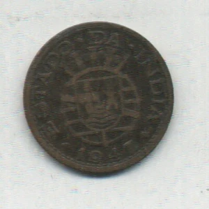 India-Portuguese 1 Tanga 1952 KM 28 VF Coin - Picture 1 of 2