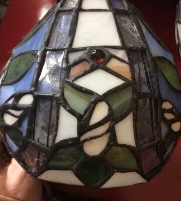 SET 4 Luces de Techo Vintage Azul Blanco Antorcha Tonos Estilo Tiffany Vidrieras Foto 1 de 4