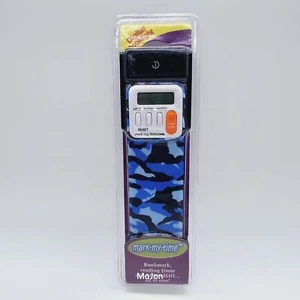 Mark-My-Time LED Book Light & Digital Reading Timer Bookmark Blue Alligator Skin - Picture 1 of 6
