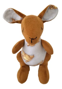 Kangaroo Plush Kanga & Roo Print Rattle Brown Blue 11" Baby Soft Handmade Toy - Picture 1 of 9