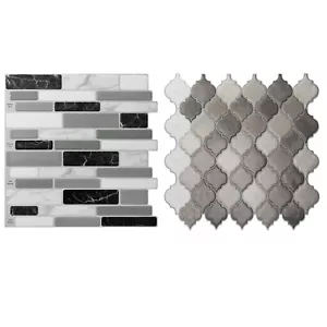 Art3d Peel and Stick Tile Kitchen Bathroom Backsplash Grey White Brick Stick - Picture 1 of 18