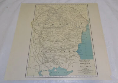 c1900 Antique COLOR Map/ROMANIA, BULGARIA b/w POLAND, CZECHOSLOVAKIA - Image 1 of 2