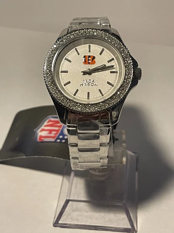 Cincinnati Bengals NFL Jack Mason Women's Rhinestone Stainless Steel Watch NEW Cover