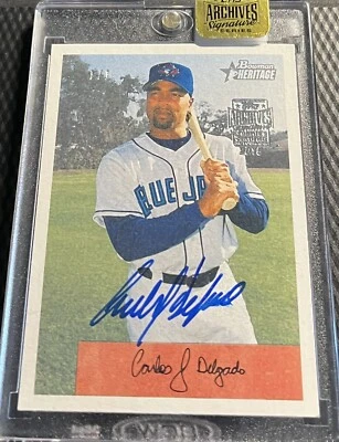 2015 Carlos Delgado 1/1 Topps Archives Autograph On-Card Auto - Blue Jays - Image 1 of 3