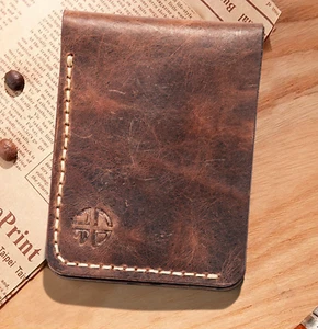 Cartera Crazy Horse Hecha a Mano | Cuero Cosido a Mano | Hecha a Mano Grano Completo - Imagen 1 de 15