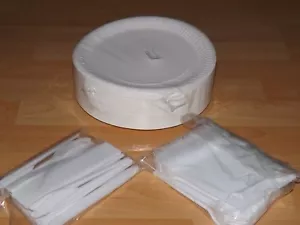 100 Pappteller 23cm-Einweg -Party-/Imbissteller + 100 Messer + 100 Gabel Besteck - Bild 1 von 3