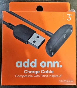 NEW Charge Cable 3ft - Add Onn. Compatible With Fitbit Inspire 2 to USB 3 ft - Zdjęcie 1 z 2