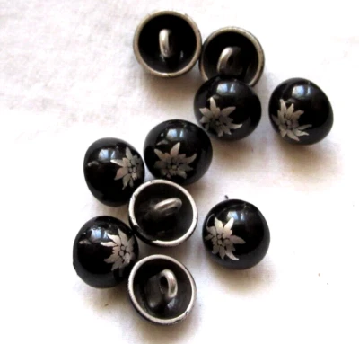 10x Knöpfe Trachtenknöpfe EDELWEISS METALL Metallknöpfe Halbrund EDEL ! KN-38 - Bild 1 von 4