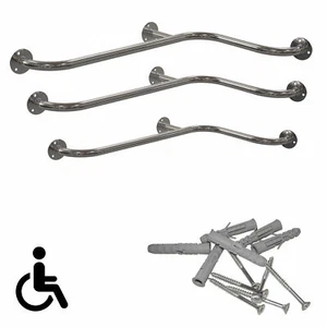 Badwinkelgriff Bad mit Waagerechter Stangenführung Edelstahl Handlauf DN 32mm  - Bild 1 von 9