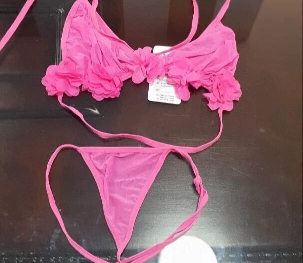 Two Piece Bra with Bikini One Size Pink Free Size for Girls Women Swiming NEW - Image 1 of 4