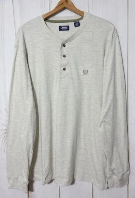 Camisa Henley Chaps Manga Larga Para Hombre 2XL Ligera Avena Brezo NUEVA Foto 1 de 2
