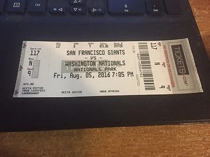 2016 WASHINGTON NATIONALS VS SAN FRANCISCO GIANTS TICKET STUB 8/5 - Picture 1 of 1