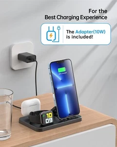 3in1 Wireless Charger 3 in 1 Charging station for Apple iPhones 14 13 12 iWatch - Picture 1 of 2