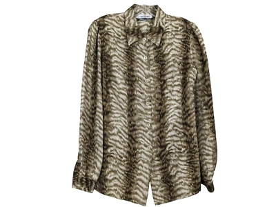 Blusa vintage Valentino Miss V manga larga seda botón delantero estampado tigre talla 42 Foto 1 de 4