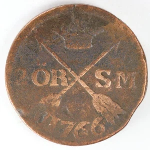 Sweden 1766 2 Two Ore Large Copper Coin - Picture 1 of 2