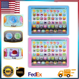 Kids Tablet Toddler Learning Pad w/ LED Screen Teach Alphabet Numbers Word Music - Picture 1 of 12