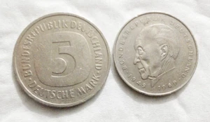 2 Mark 1977 & 5 Mark 1976 Deutsche Mark Münzen - Bild 1 von 2