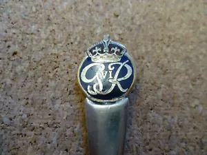 COMMEMORATIVE ENAMEL & SILVER PLATED TEA SPOON 'KING GEORGE V1'. GEORGE V1 SPOON - Picture 1 of 6