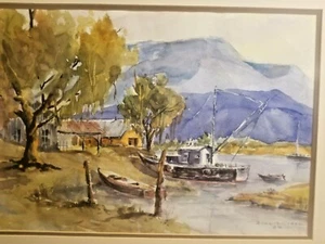 RARE WATERCOLOR PAINTING MURRELLS INLET SC DOUG BALLARD LISTED TAOS NM ARTIST 89 - Picture 1 of 11