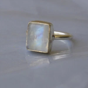 Rainbow Moonstone Gemstone Ring,925 Sterling Silver,Cluster Ring,Boho Ring,Gift - Picture 1 of 10