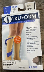 Truform Leg Health Below Knee 20-30 medizinische Kompressionsstrümpfe groß beige Cl - Bild 1 von 2