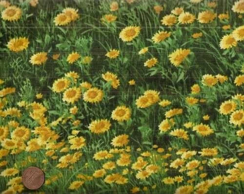 American Elk yellow flowers floral Exclusively Quilters fabric 26 inch piece - Image 1 of 1
