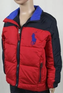 POLO Ralph Lauren Red Navy Blue Puffer Big Pony Coat Jacket NWT $175 - Picture 1 of 1
