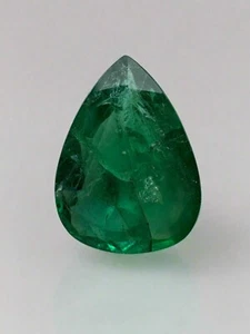 3,78 Karat 14x10 mm tiefgrün natürlich lose sambische Smaragd-Birnenschliff - Bild 1 von 9