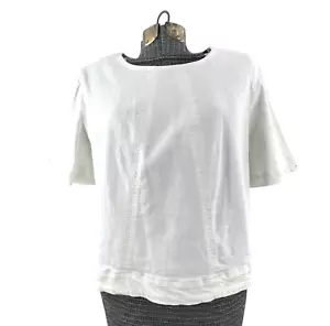 Banana Republic Women's Medium Short Sleeve Blouse Top White Cotton Blend - Picture 1 of 7