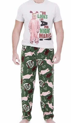 NEW Briefly Stated A Christmas Story Men’s Pajama Set M Sleepwear Pants & Tee - Image 1 of 4